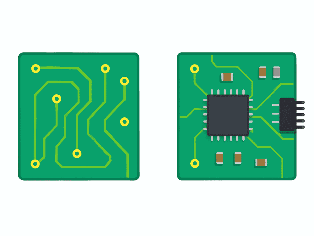 Visualisierung: Unterschied zwischen PCB und PCBA
